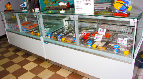 Arctic Ice Cold Display Fridge Cabinets for Fish and Meat Markets